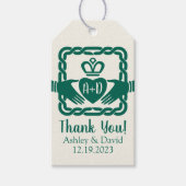 Green Celtic Knot Claddagh Irish Wedding Vielen Da Geschenkanhänger (Vorderseite)