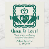 Green Celtic Knot Claddagh Irish Wedding Vielen Da Weinetikett (Einzelnes Label)