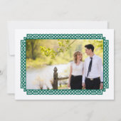 Green Celtic Knot Claddagh Wedding Save the Date (Rückseite)
