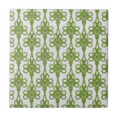 Green Celtic Knot Design in White Keramik Tile Fliese (Vorderseite)