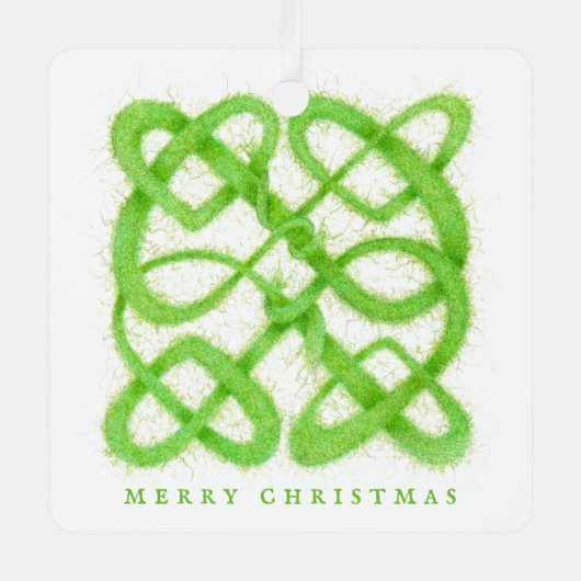 GREEN CELTIC KNOT Metal Square Ornament + Text (Vorderseite)
