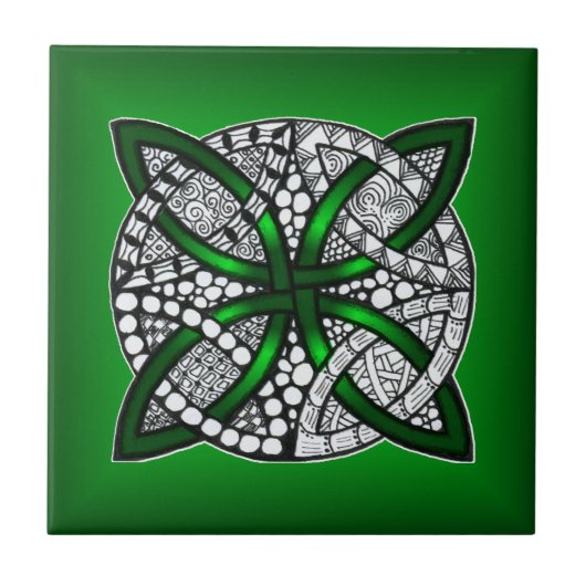 Green Celtic Knot Original Art Fliese (Vorderseite)