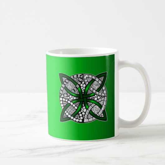 Green Celtic Knot Original Art Kaffeetasse (Rechts)
