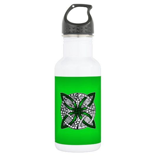 Green Celtic Knot Original Art Trinkflasche (Vorderseite)
