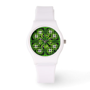 Green Celtic Knot Pattern Wristwatch Armbanduhr