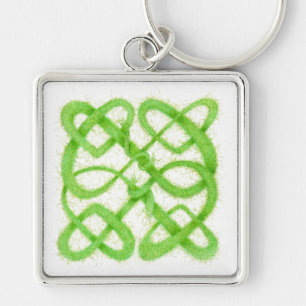 GREEN CELTIC KNOT Premium Square Schlüsselanhänger