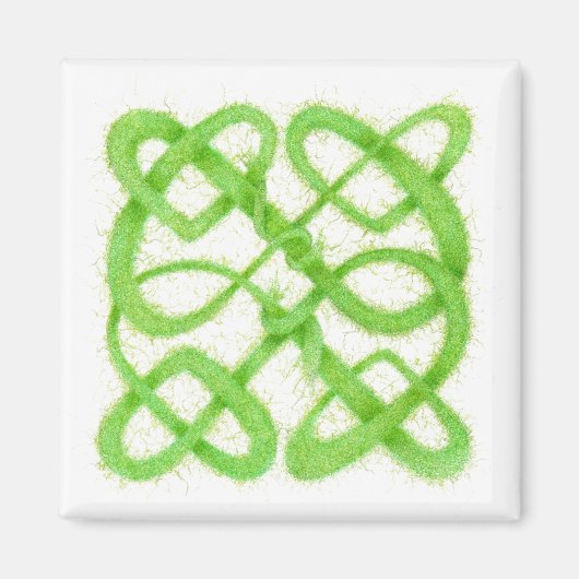 GREEN CELTIC KNOT Square Magnet (Vorne)