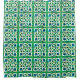 Green Celtic Knot Stone Mosaik Duschvorhang