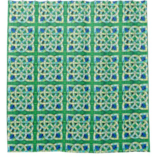 Green Celtic Knot Stone Mosaik Duschvorhang (Vorderseite)