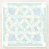 Green Celtic Knot Stone Mosaik Glasuntersetzer (Rückseite)