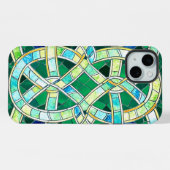 Green Celtic Knot Stone Mosaik iPhone Hülle (Rückseite (Horizontal))