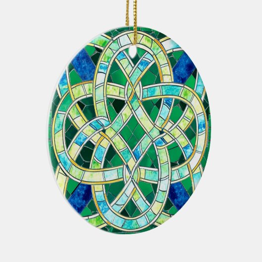 Green Celtic Knot Stone Mosaik Keramik Ornament (Rechts)