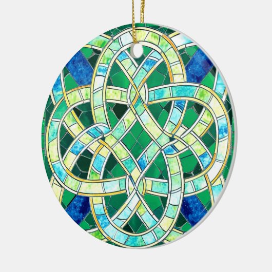 Green Celtic Knot Stone Mosaik Keramik Ornament (Links)