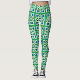 Green Celtic Knot Stone Mosaik Leggings