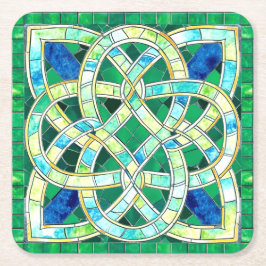 Green Celtic Knot Stone Mosaik Rechteckiger Pappuntersetzer