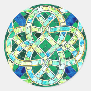 Green Celtic Knot Stone Mosaik Runder Aufkleber