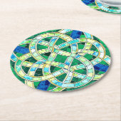 Green Celtic Knot Stone Mosaik Runder Pappuntersetzer (Angewinkelt)