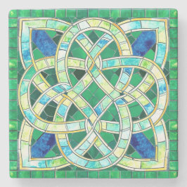 Green Celtic Knot Stone Mosaik Steinuntersetzer