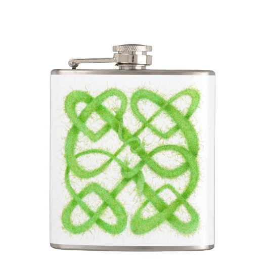 GREEN CELTIC KNOT Vinyl Wrapper Flask Flachmann (Vorderseite)