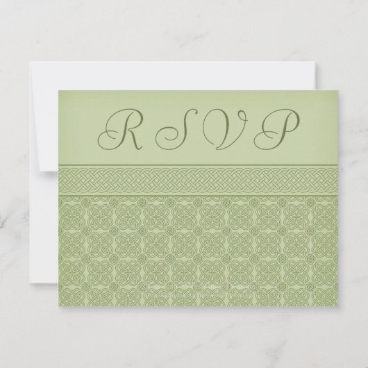 Green Celtic Knot Wedding RSVP Card Karte (Rückseite)