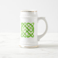 GREEN CELTIC KNOT White and Gold Stein