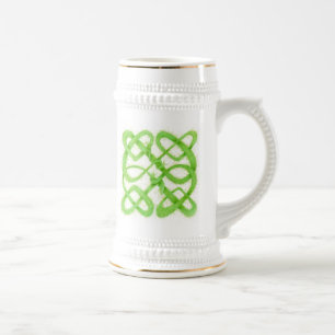 GREEN CELTIC KNOT White and Gold Stein Bierglas