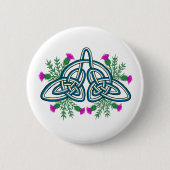 Green Celtic Knot with Purple Scottish Thistles Button (Vorderseite)