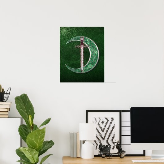 Green Celtic Moon Poster (Heimbüro)