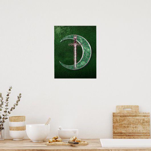 Green Celtic Moon Poster (Küche)