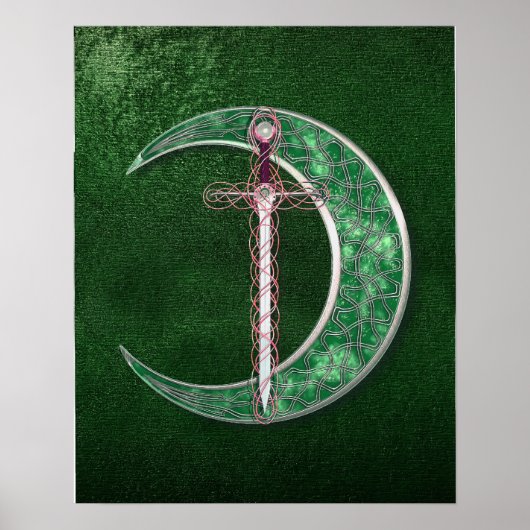 Green Celtic Moon Poster (Vorne)