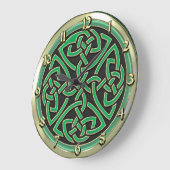 Green Celtic Shield Knot Round Wall Clock Große Wanduhr (Winkel)