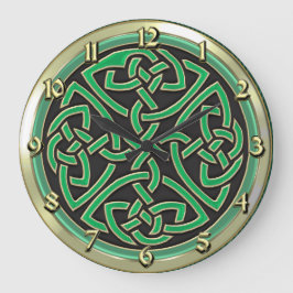 Green Celtic Shield Knot Round Wall Clock Große Wanduhr
