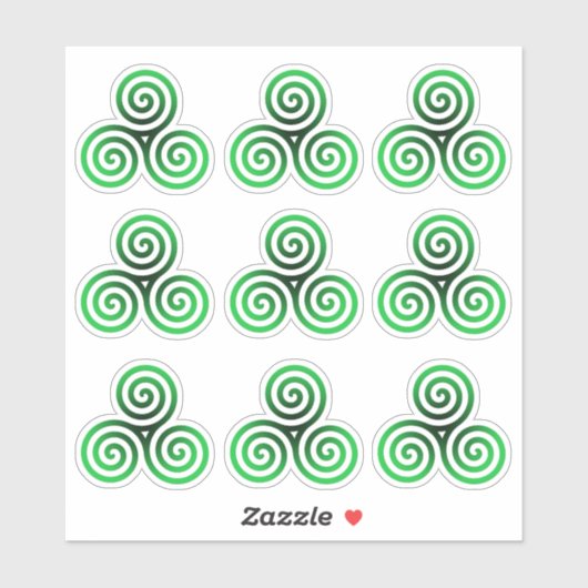 Green Celtic Triskele Aufkleber (Blatt)