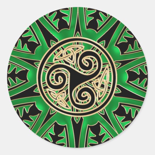 Green Celtic Triskele Mandala Sticker (Vorderseite)