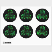 Green Celtic Triskele Runder Aufkleber (Blatt)