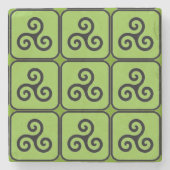 Green Celtic Triskele Tile Untersetzer (Vorderseite)
