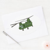 Green CH-47 Chinook Militärhubschrauber Ovaler Aufkleber (Umschlag)