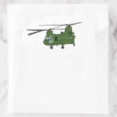 Green CH-47 Chinook Militärhubschrauber Ovaler Aufkleber (Tasche)