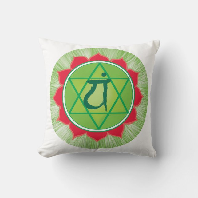 Green Chakra Heart Chakra Anahata Pilliow Kissen (Vorderseite)