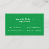 Green Chakra Yoga Instructor Business Card Visitenkarte (Rückseite)