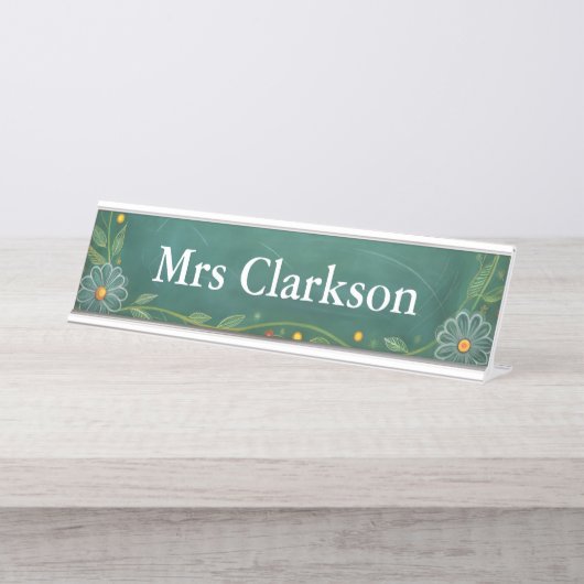 Green Chalk Board Teacher's Name Plate Schreibtischnamensplakette (Vorderseite )