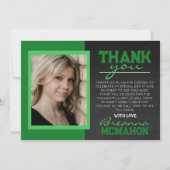 Green Chalkboard Abschluss Foto Danke Karte (Vorderseite)