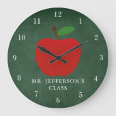 Green Chalkboard Custom Teacher School Große Wanduhr (Vorderseite)