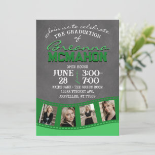 Green Chalkboard Filmstrip 5 Picture Abschluss Einladung