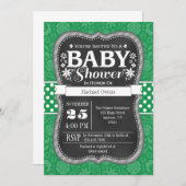 Green Chalkboard Floral Baby Dusche einladen Einladung (Vorne/Hinten)