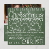 Green Chalkboard Foto Weihnachtskarte Feiertagskarte (Vorne/Hinten)