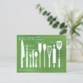 Green Chalkboard Retro Rezept Card Küche Tools Postkarte (Stehend Vorderseite)