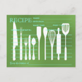 Green Chalkboard Retro Rezept Card Küche Tools Postkarte (Vorderseite)