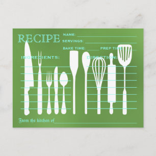 Green Chalkboard Retro Rezept Card Küche Tools Postkarte