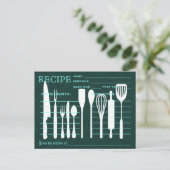 Green Chalkboard Retro Rezept Card Küche Tools Postkarte (Stehend Vorderseite)